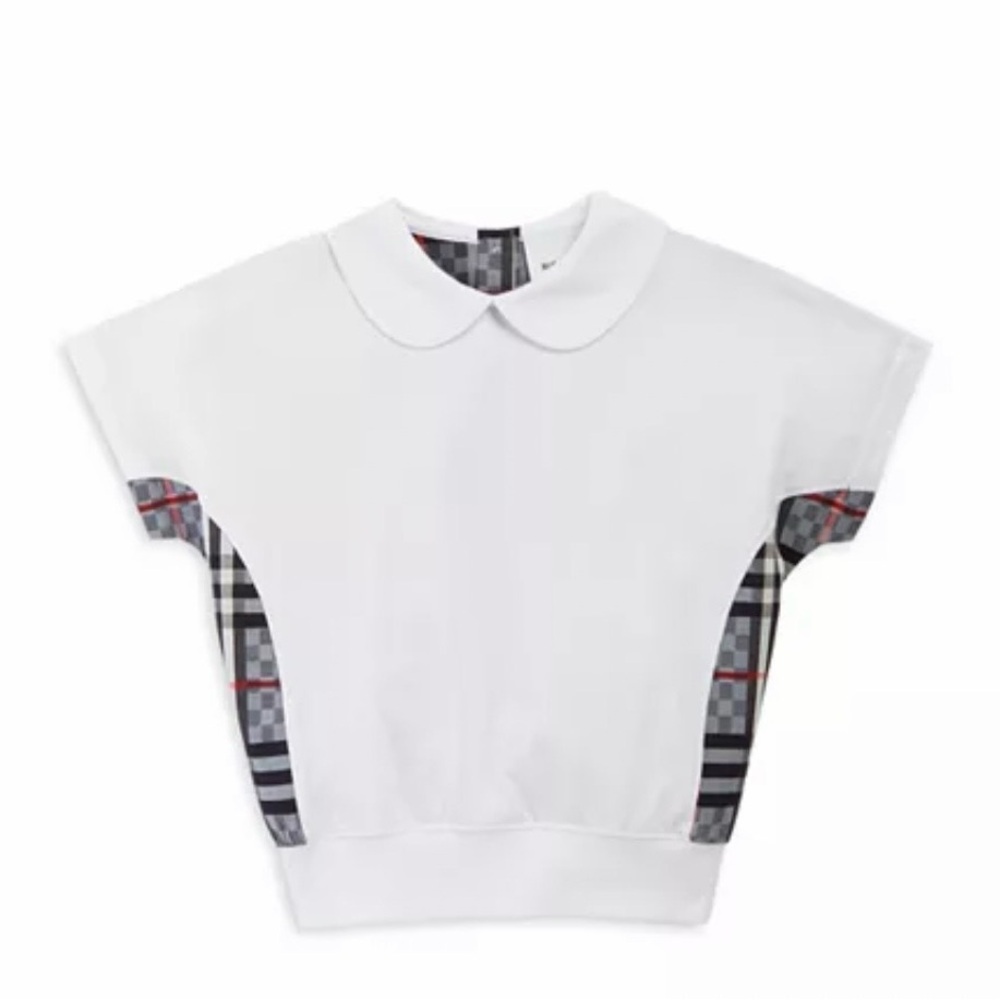 Kids White Collared Shirt with Plaid Accents